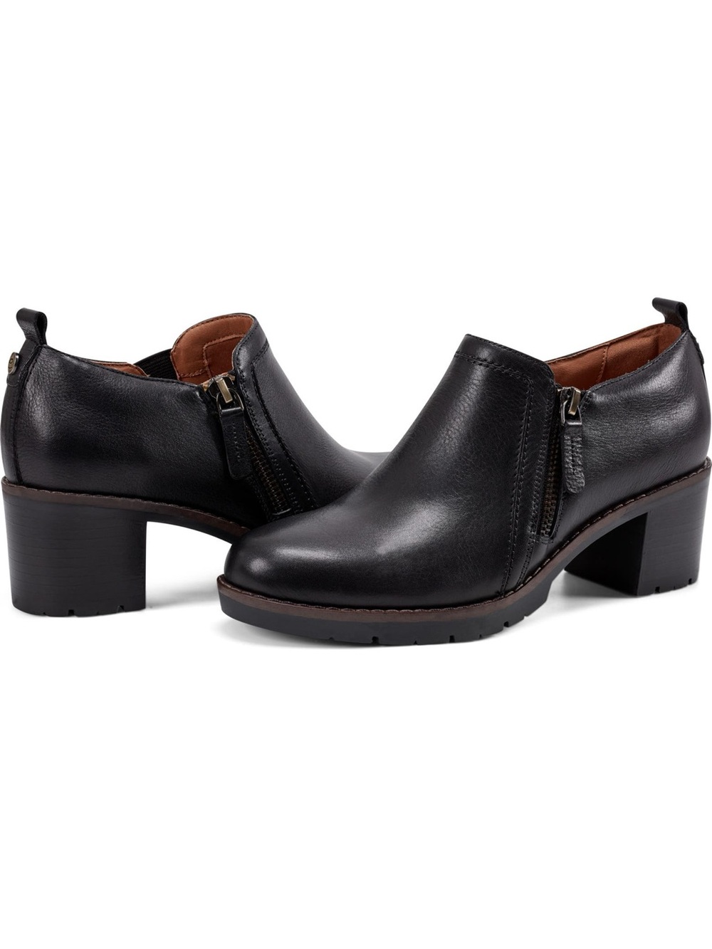 ♥️♥️ Easy Spirit Women's Cosa eFlex Side Zip Block Heel Shooties - Black Leather